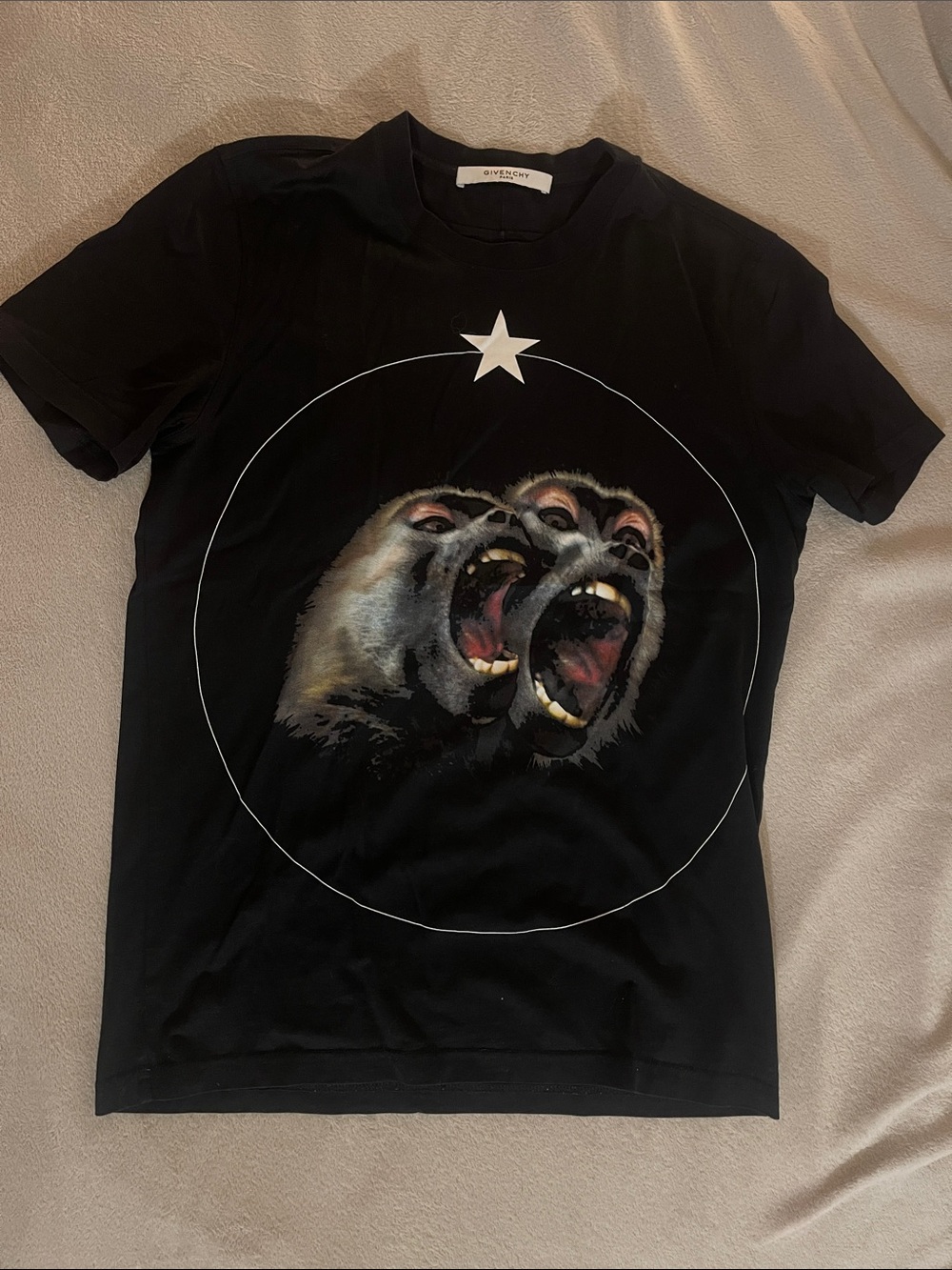 Givenchy Black Graphic Double Monkey Circle Tee